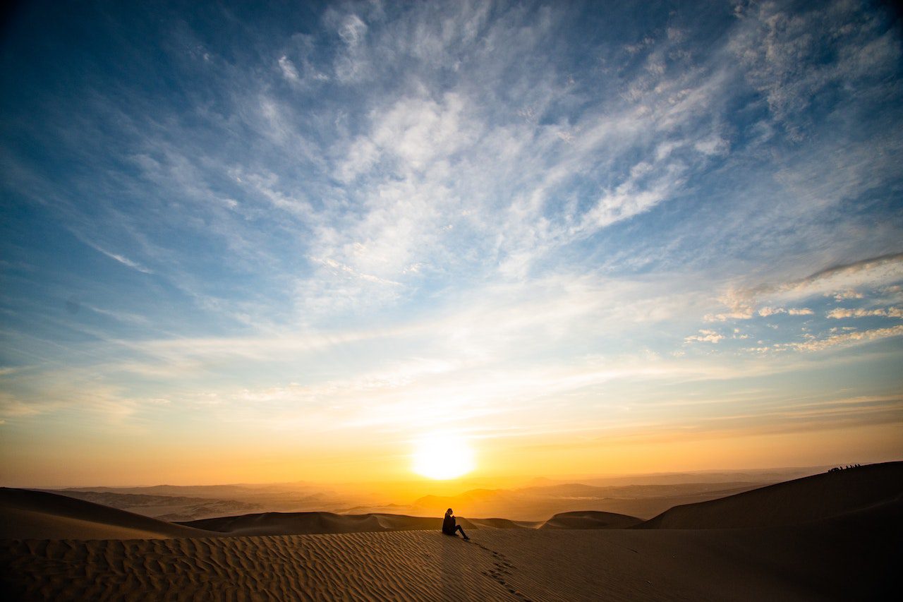 Desertech in Israeli desert with sunset